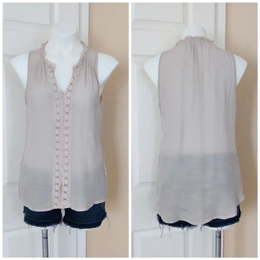 Spense crochet inset high low sleeveless top